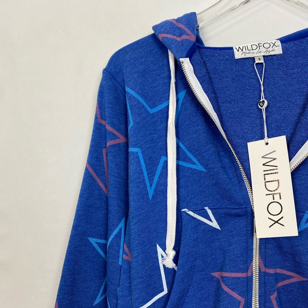 Wildfox Regan Starlight Zip Hoodie Blue Small NWT - Picture 7 of 8